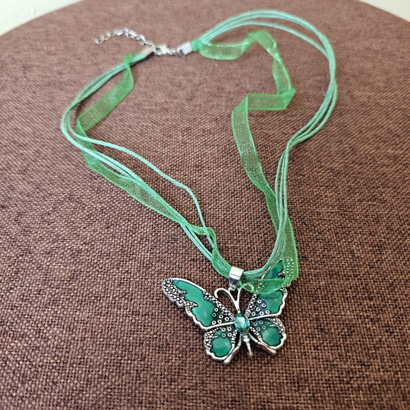 Whimsical Charmed Butterfly Ribbon Necklace - Picture 6 of 7